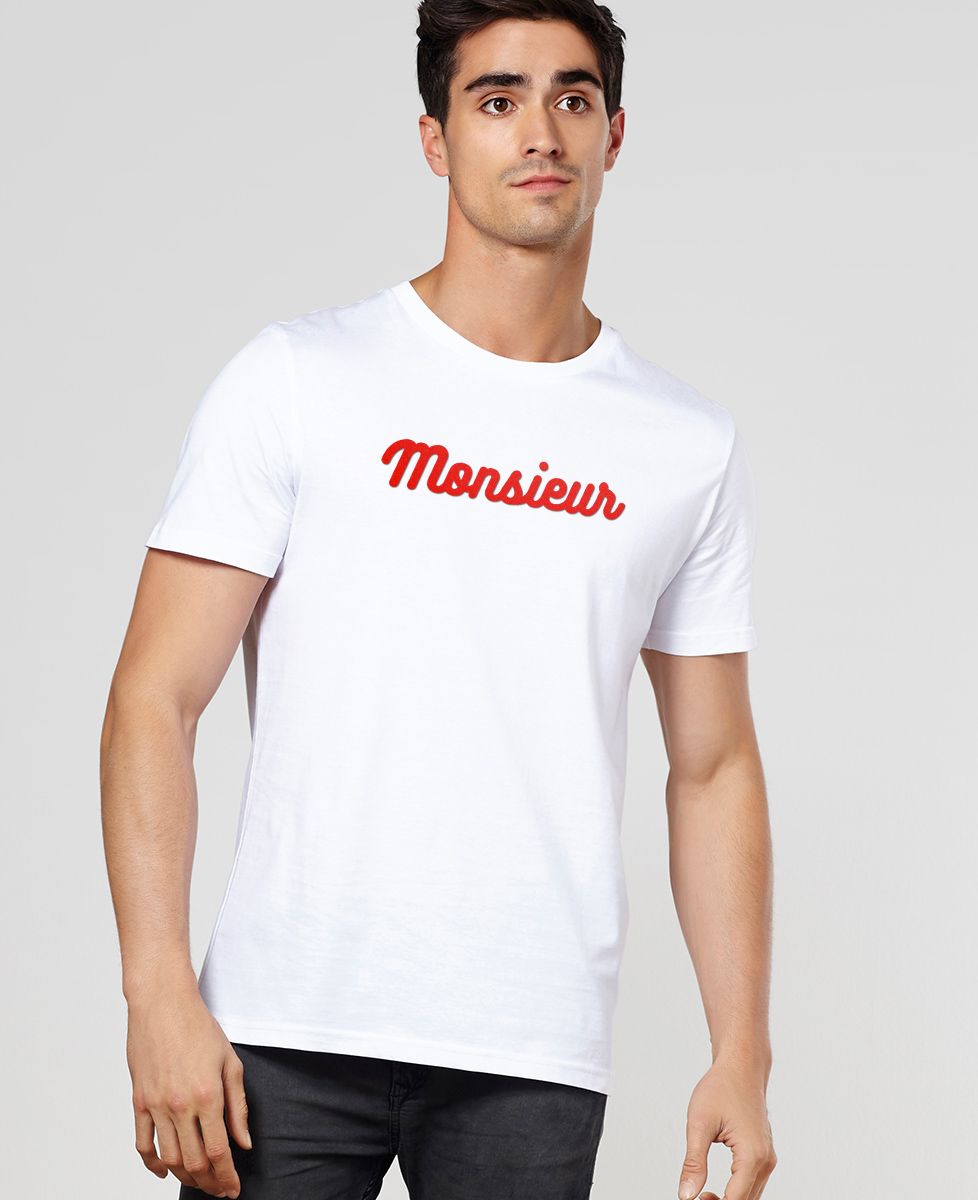 T-shirt homme Monsieur (effet velours) - Cadeaux Couple, Mariage