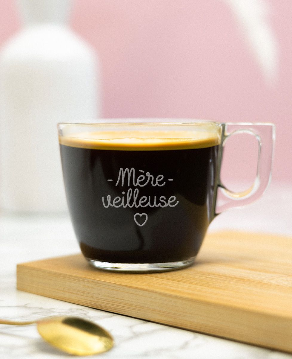 Tasse à café Mère-veilleuse (gravé) - Cadeaux Maman, Cadeaux Mamie, Future Maman