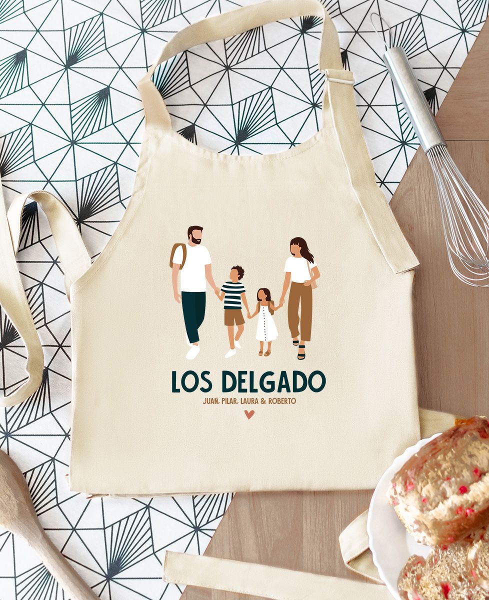 Delantal con bolsillo Familia en el colegio personalizada