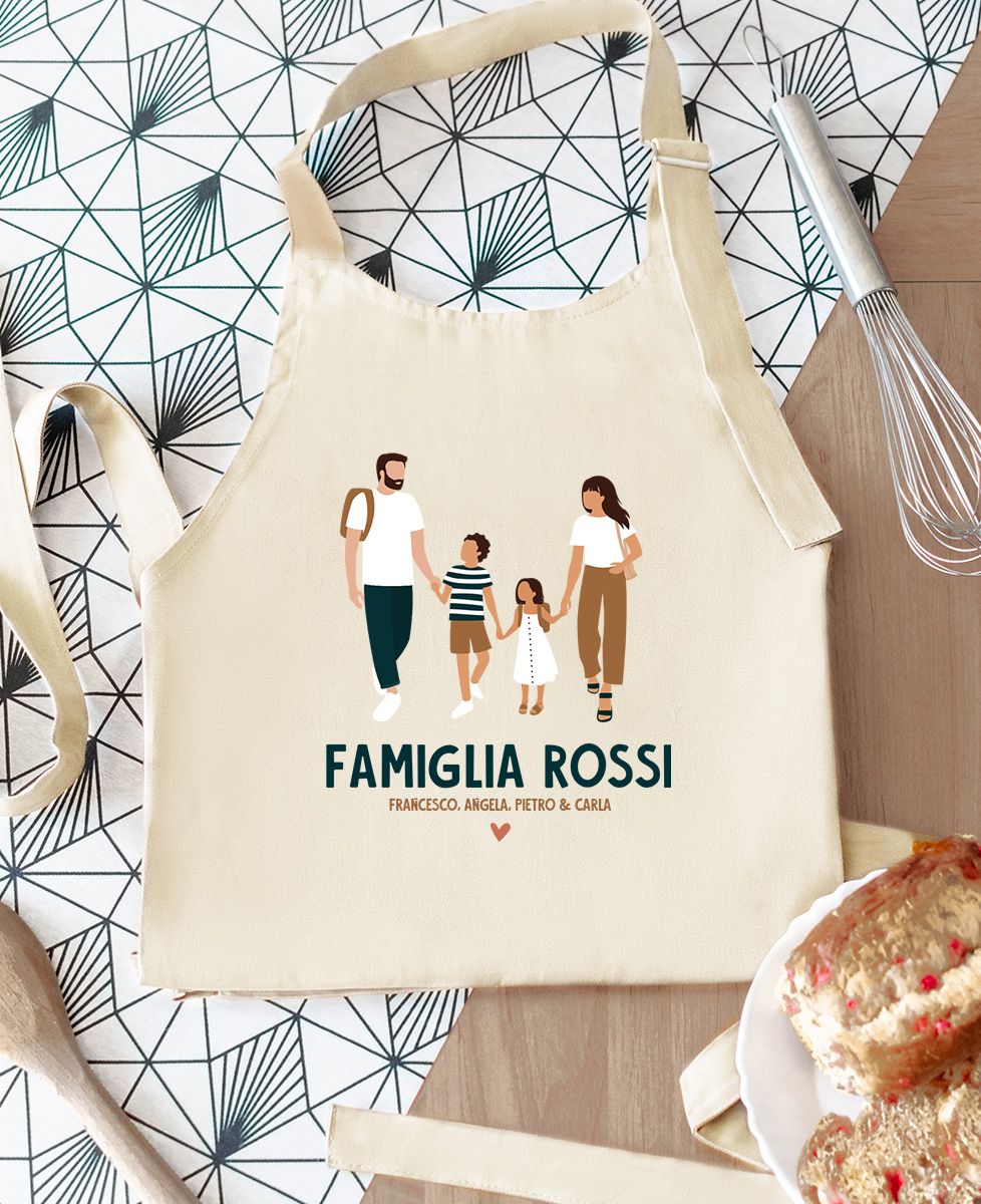 Grembiule con tasca Famiglia a scuola personalizzata