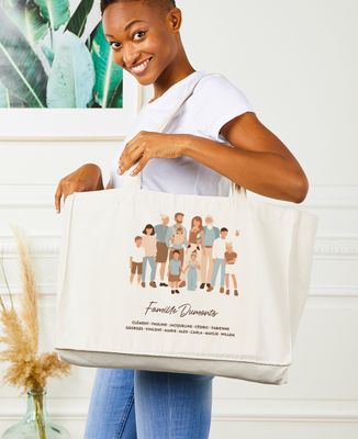 XXL Tote bags Customized family illustration - Papy's gift, Grandma's gifts