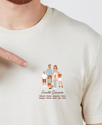 T-shirt homme Famille illustrée personnalisé - Cadeaux Papy, Cadeaux Mamie
