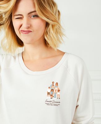 Sweatshirt femme Famille illustrée personnalisé - Cadeaux Papy, Cadeaux Mamie