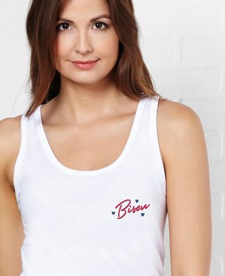 Débardeur femme Bisou coeur (brodé)