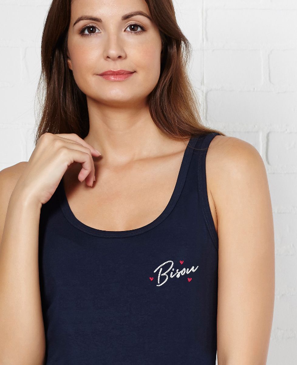 Débardeur femme Bisou coeur (brodé)