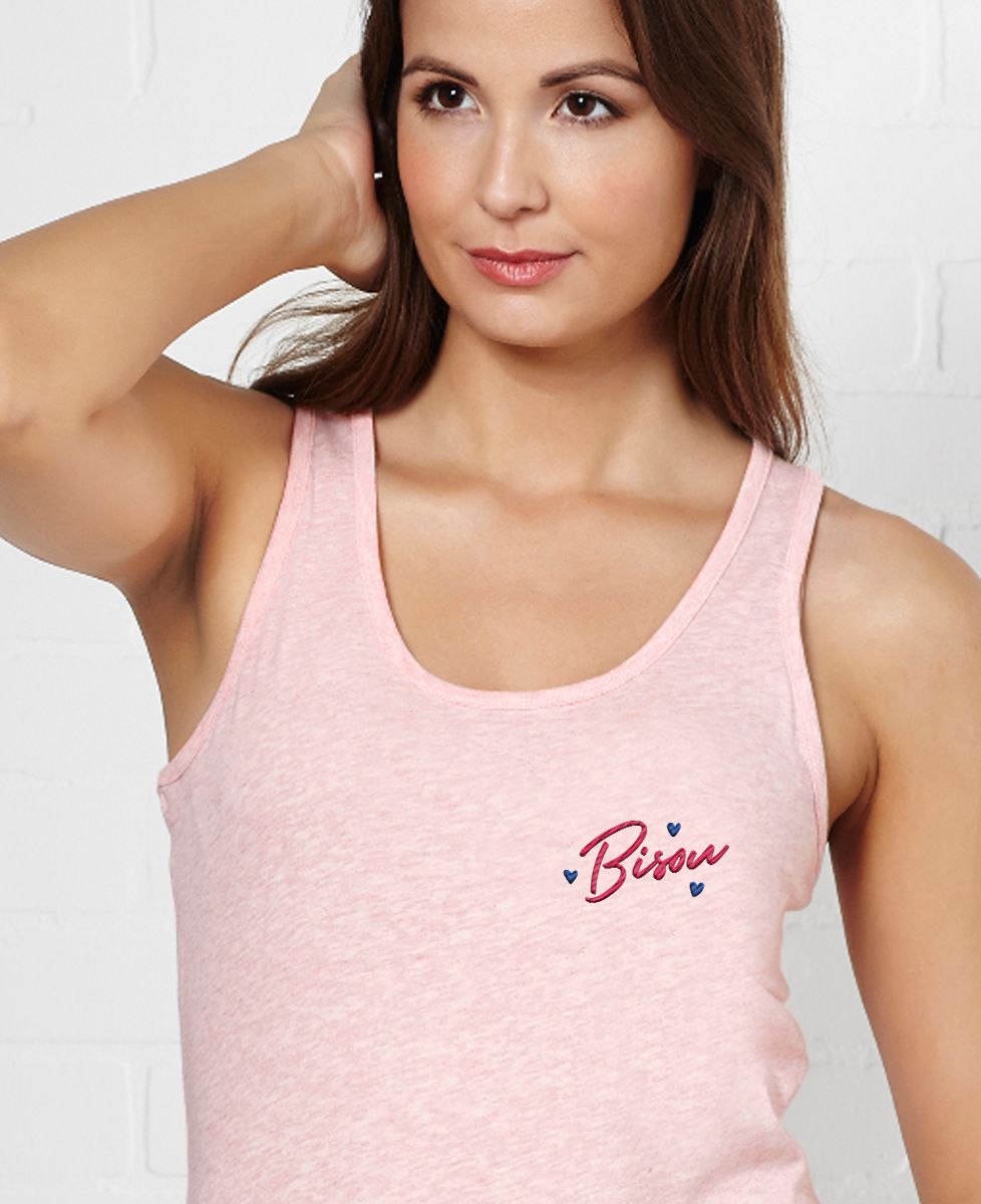 Débardeur femme Bisou coeur (brodé)