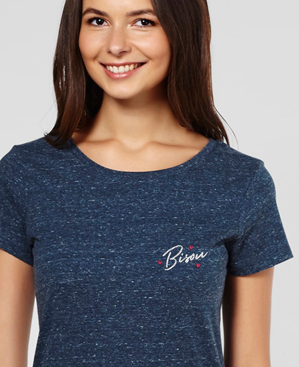 T-Shirt femme Bisou coeur (brodé)