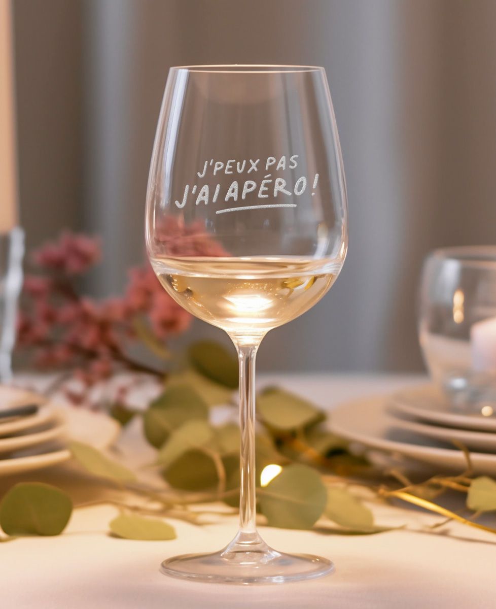 Verre à vin Je peux pas j'ai apéro - Apéro, Mariage