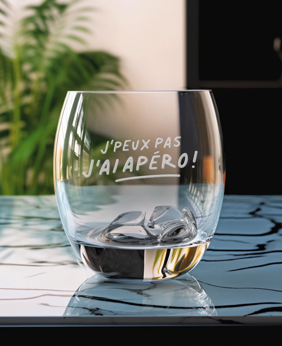 Verre à whisky Je peux pas j'ai apéro - Apéro, Mariage