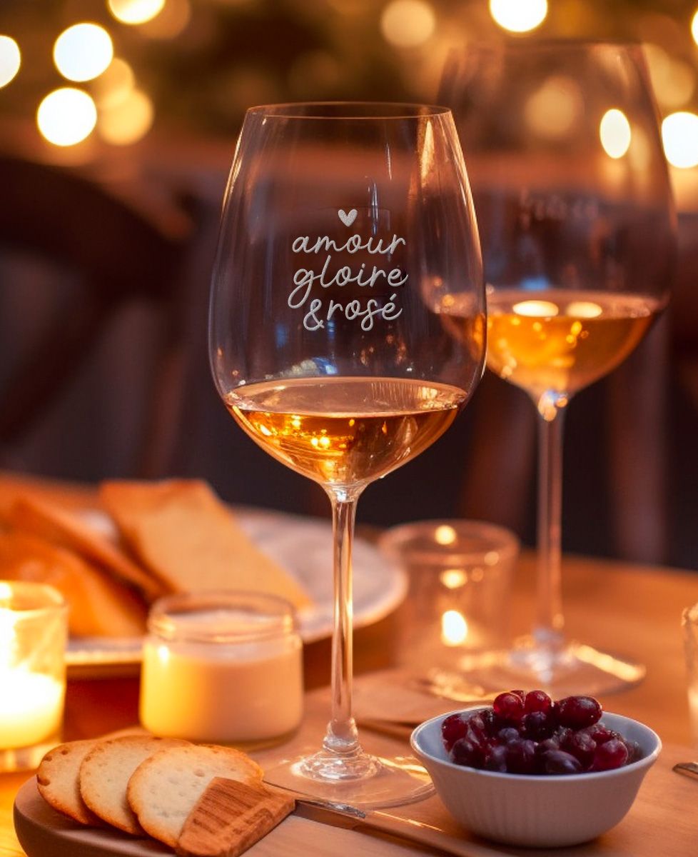 Verre à vin Amour gloire & rosé - Apéro, Mariage