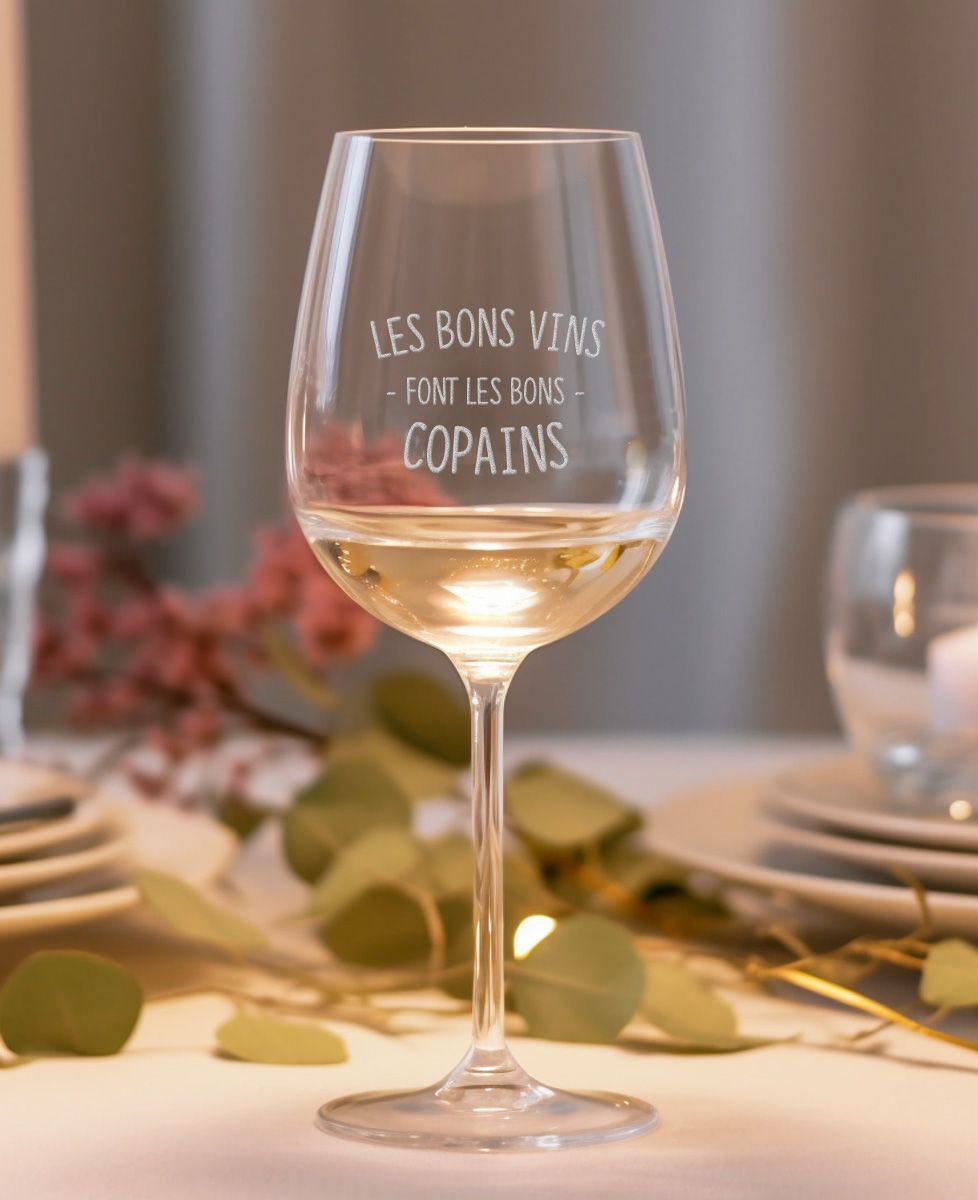 Verre à vin Les bons vins font les bons copains - Apéro, Mariage