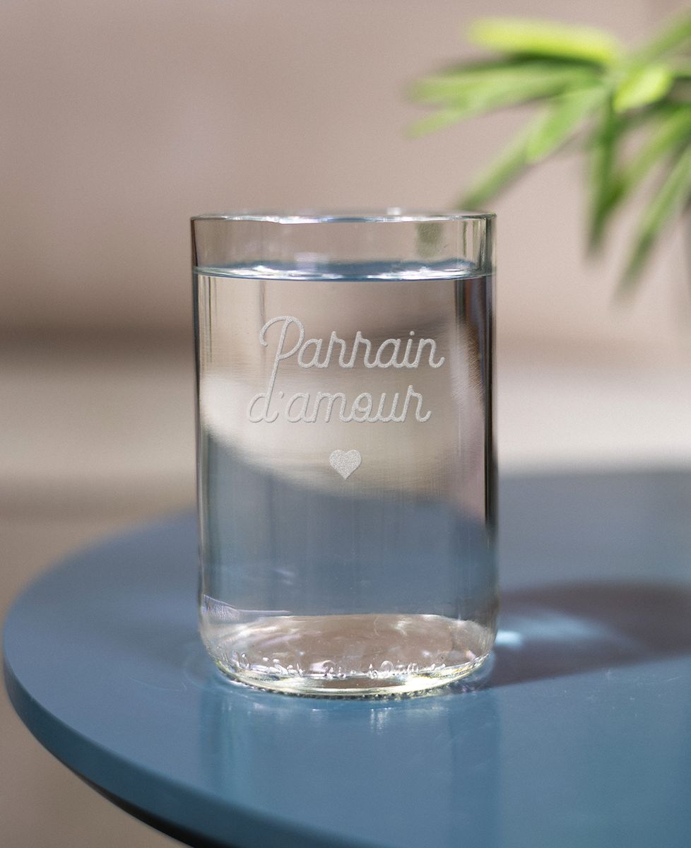 Verre à eau bouteille Parrain d'amour - Apéro