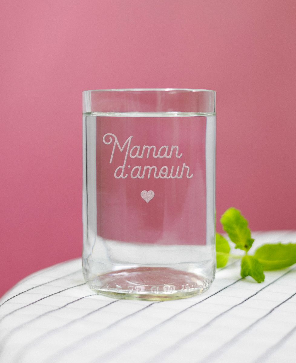 Verre à eau bouteille Maman d'amour - Cadeaux Maman