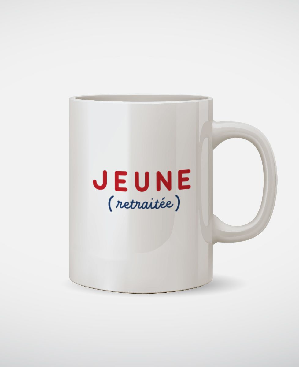 Mug Jeune retraitée - Cadeaux Papy, Cadeaux Mamie