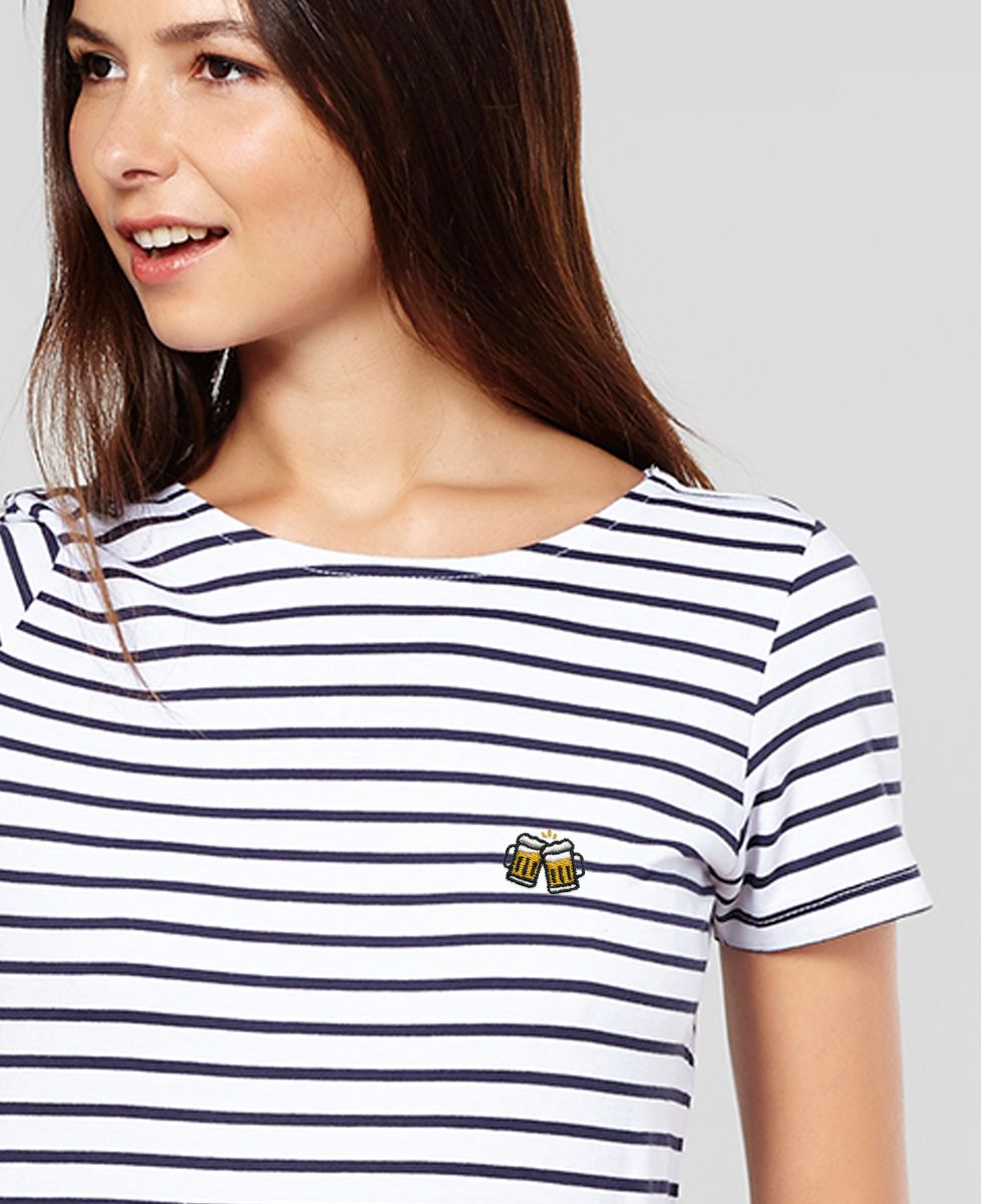 T-Shirt Frau Glas Bier (gestickt) - Aperitif