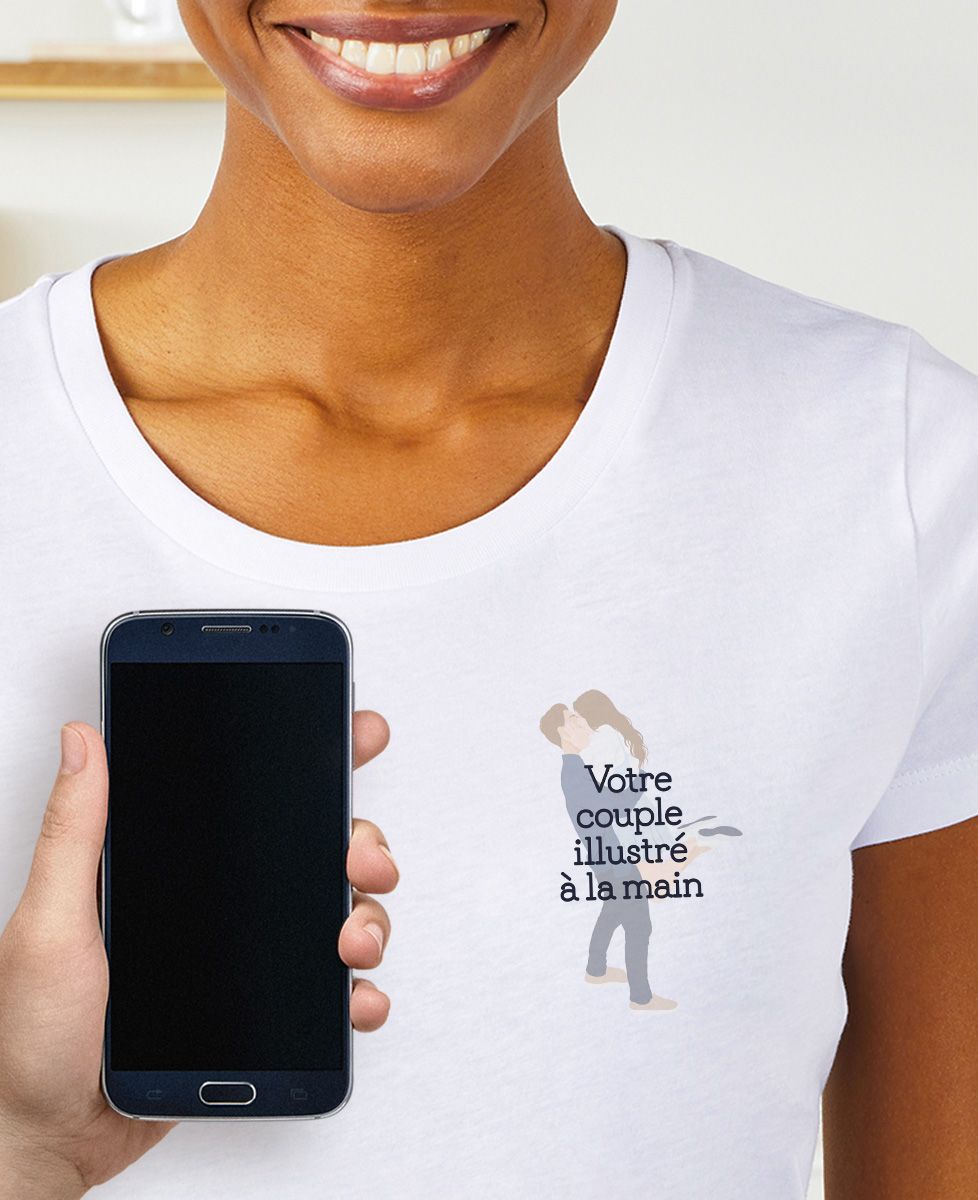 T-shirt femme Couple illustré à la main - Cadeaux Couple