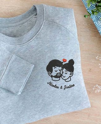 Men's sweatshirt Embroidered couple personalized - Couple gifts