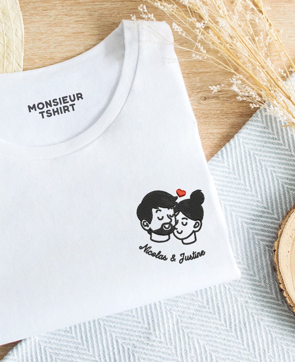 Maglietta da uomo Coppia di innamorati con ricamo personalizzato