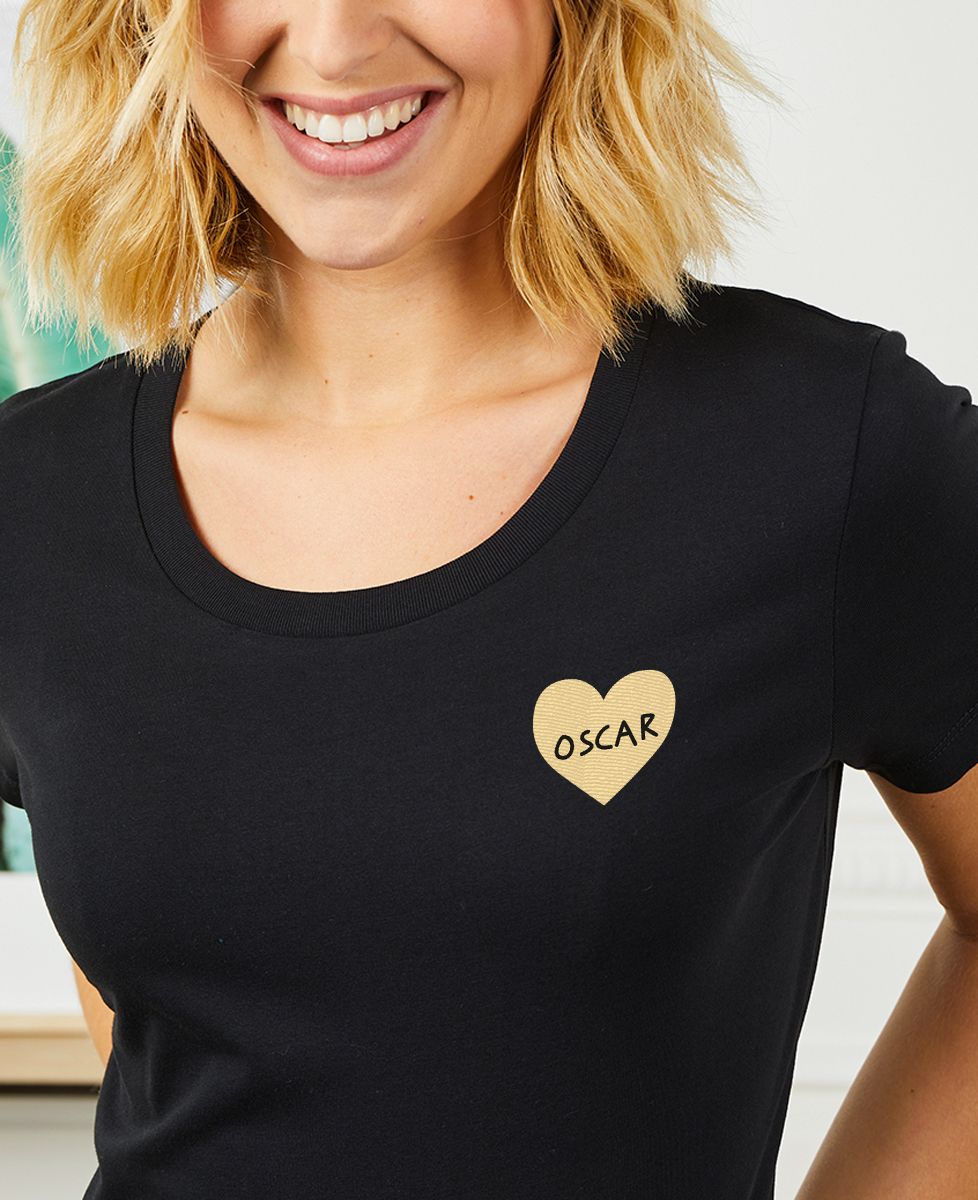 Camiseta mujer Corazón y nombre personalizado Monsieur TSHIRT