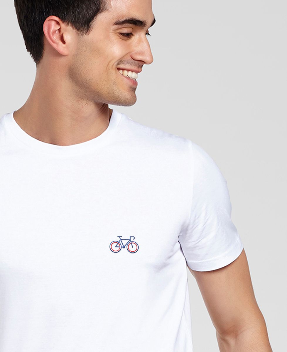 Heren-T-shirt Driekleurige fiets (geborduurd) - Sport, Fiets