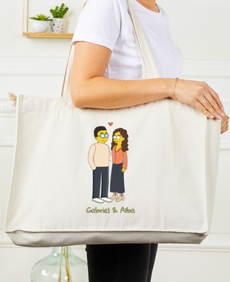 XXL Tote bags Personalized cartoon couple - Couple gifts