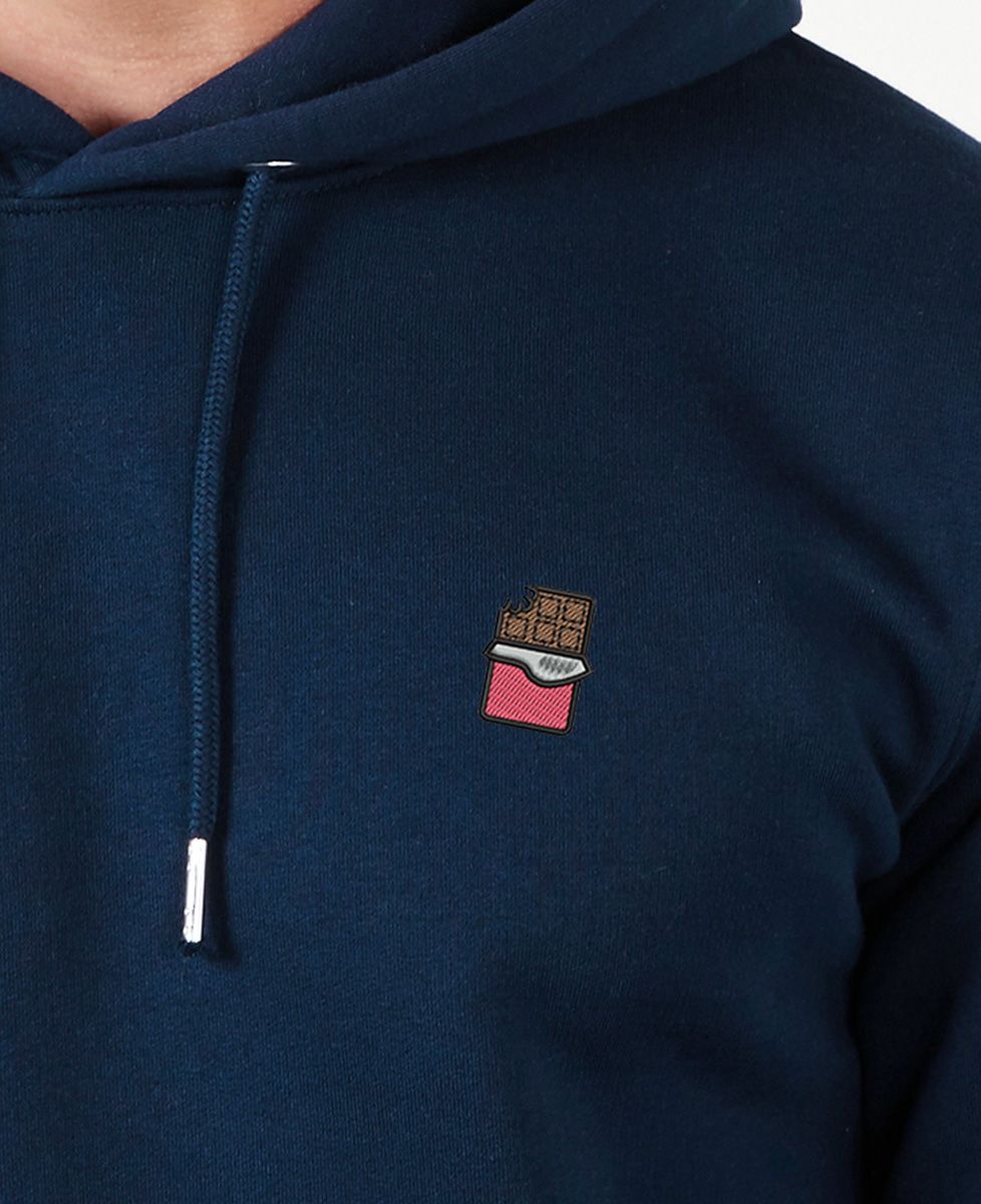 Hoodie homme Pictos chocolat brodé