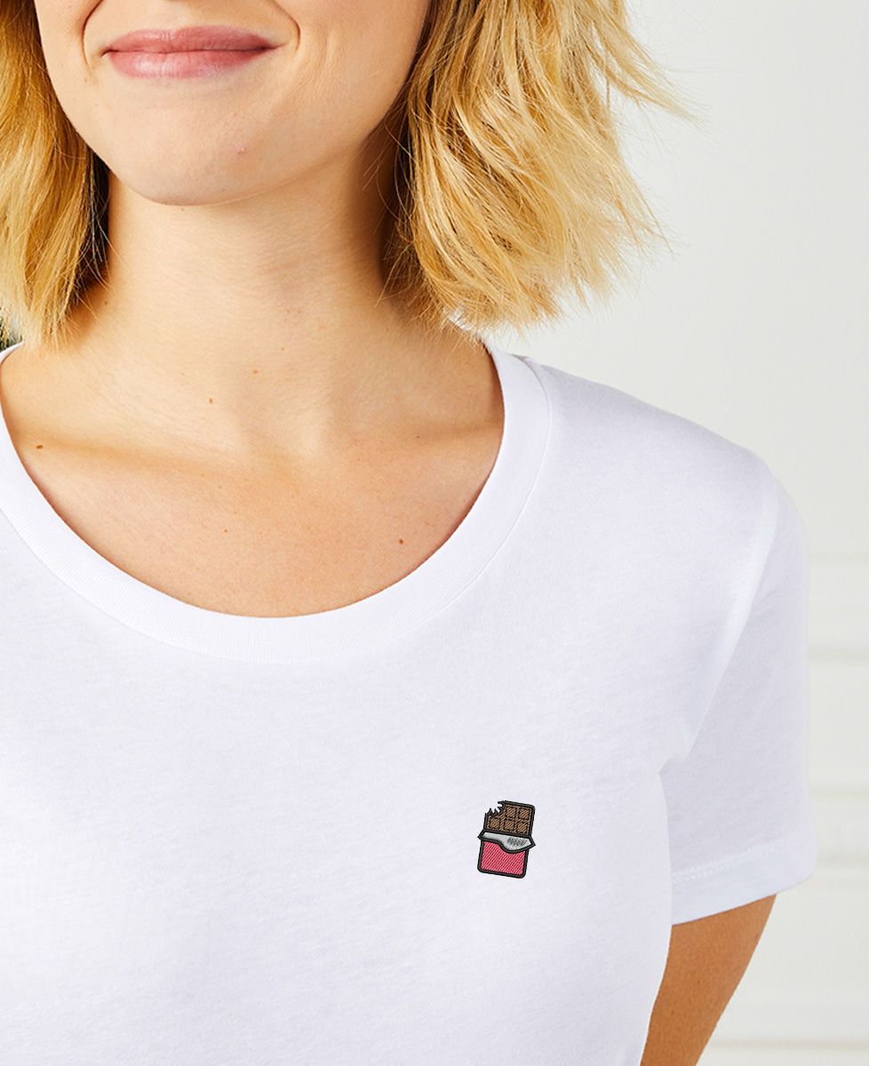 T-shirt per lei Pittogramma del cioccolato ricamato