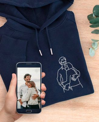 Hoodie voor dames Stel met de hand geborduurd  - Geschenken voor koppels