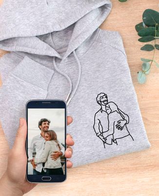 Men's hoodie Hand-embroidered couple - Couple gifts