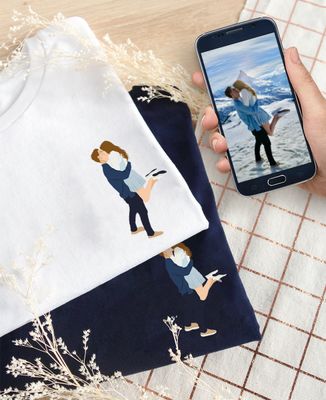 T-Shirt für Männer Hand-illustriertes Paar - Geschenke für Paare