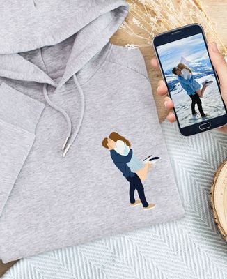 Hoodie Männer Hand-illustriertes Paar - Geschenke für Paare