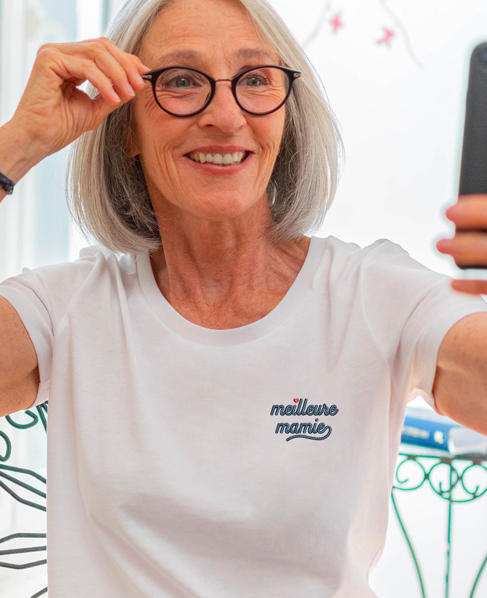 T-shirt femme Meilleure mamie (brodé) - Cadeaux Mamie