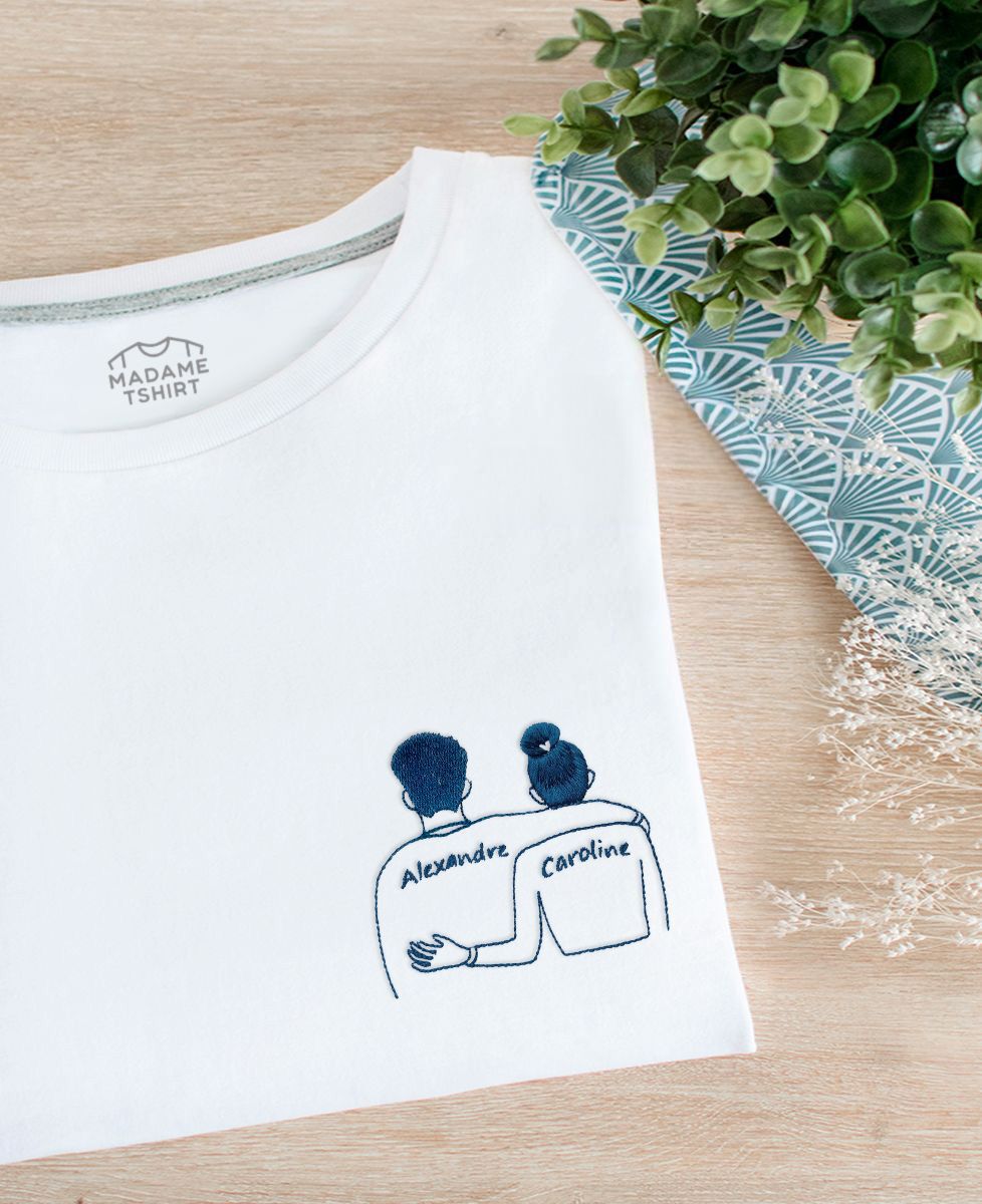 Shirt Brodé T Shirt 1083 Tshirt Brode T-Shirt Homme Couple Brodé
