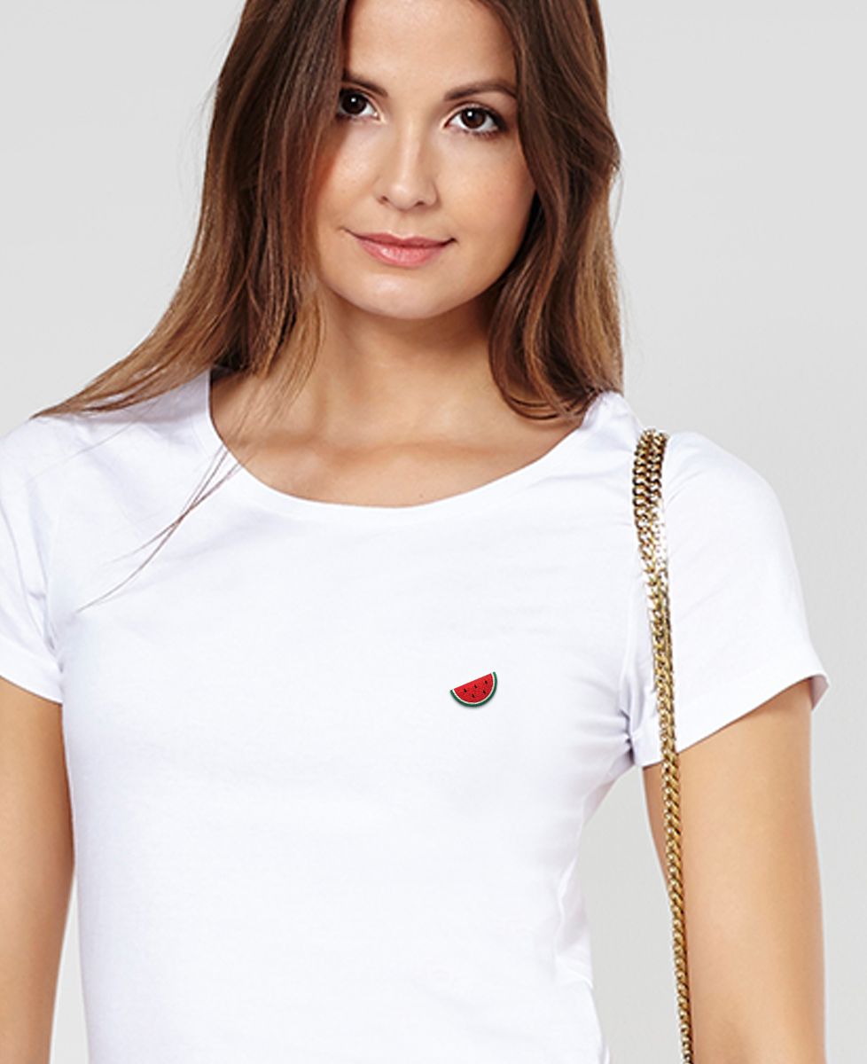 Dames-T-shirt Watermeloen (geborduurd)