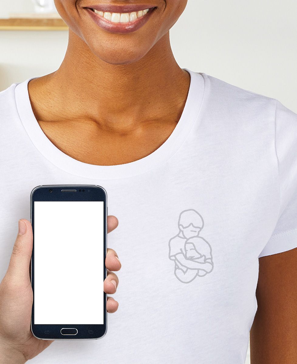T-shirt femme Enfants brodés à la main