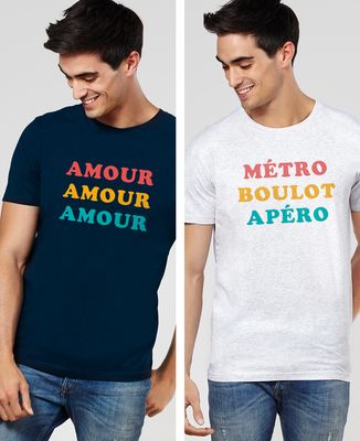 T-Shirt homme Trois couleurs imprimé personnalisé