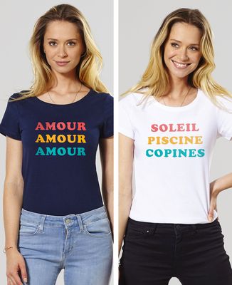 T-Shirt femme Trois couleurs imprimé personnalisé