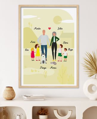 Affiche Famille personnalisée grands-parents - Cadeaux Papy, Cadeaux Mamie