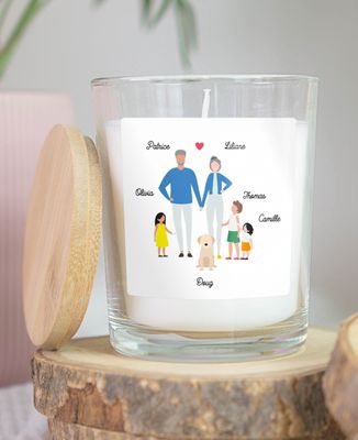 Bougie Famille personnalisée grands-parents - Cadeaux Papy, Cadeaux Mamie