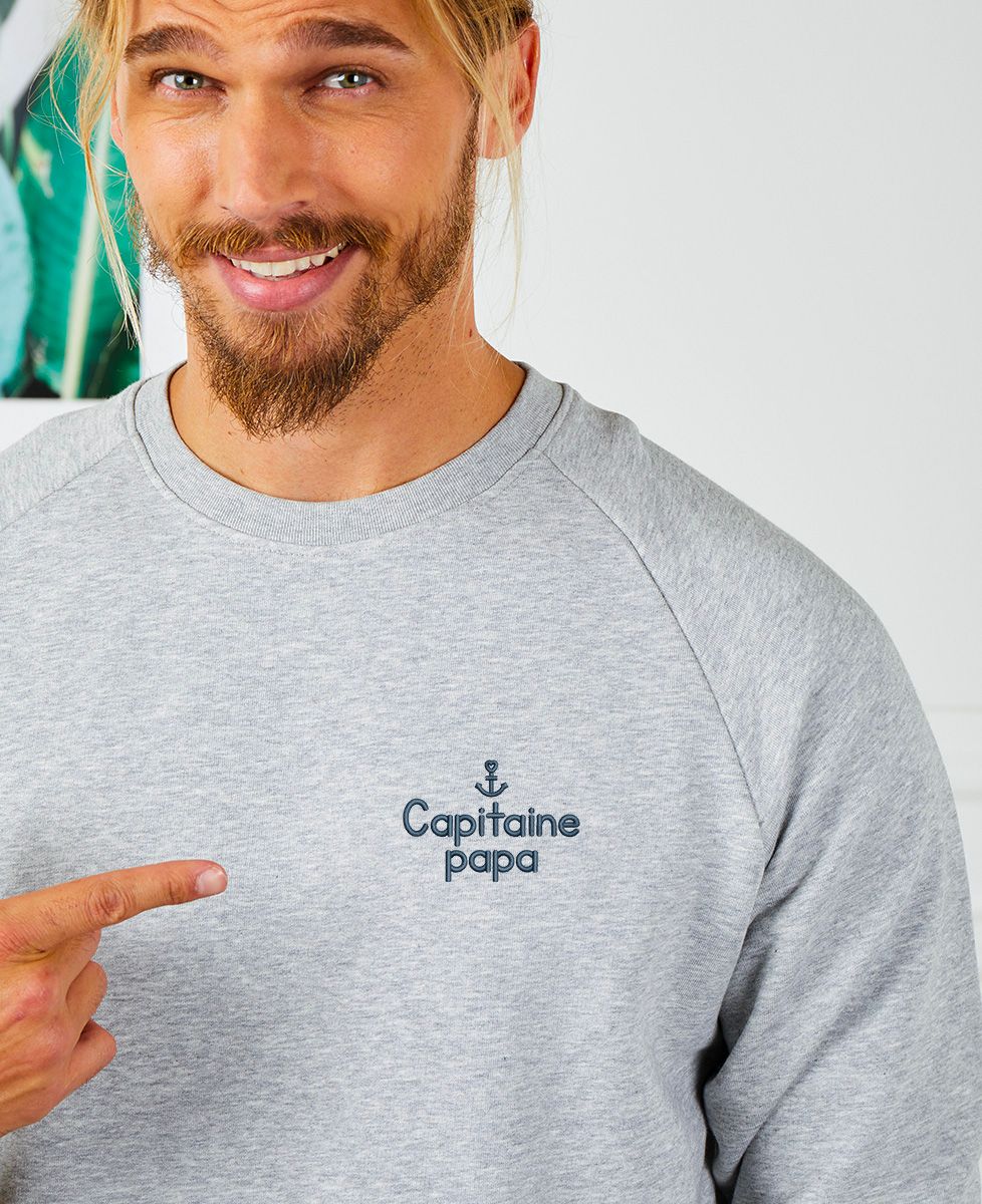 Sweatshirt homme Capitaine papa (brodé)