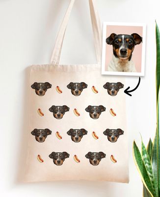 Tote Bag Testa di animale e pittogramma personalizzato - Animali