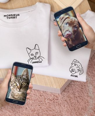 T-Shirt für Männer Handgesticktes Tier - Tiere