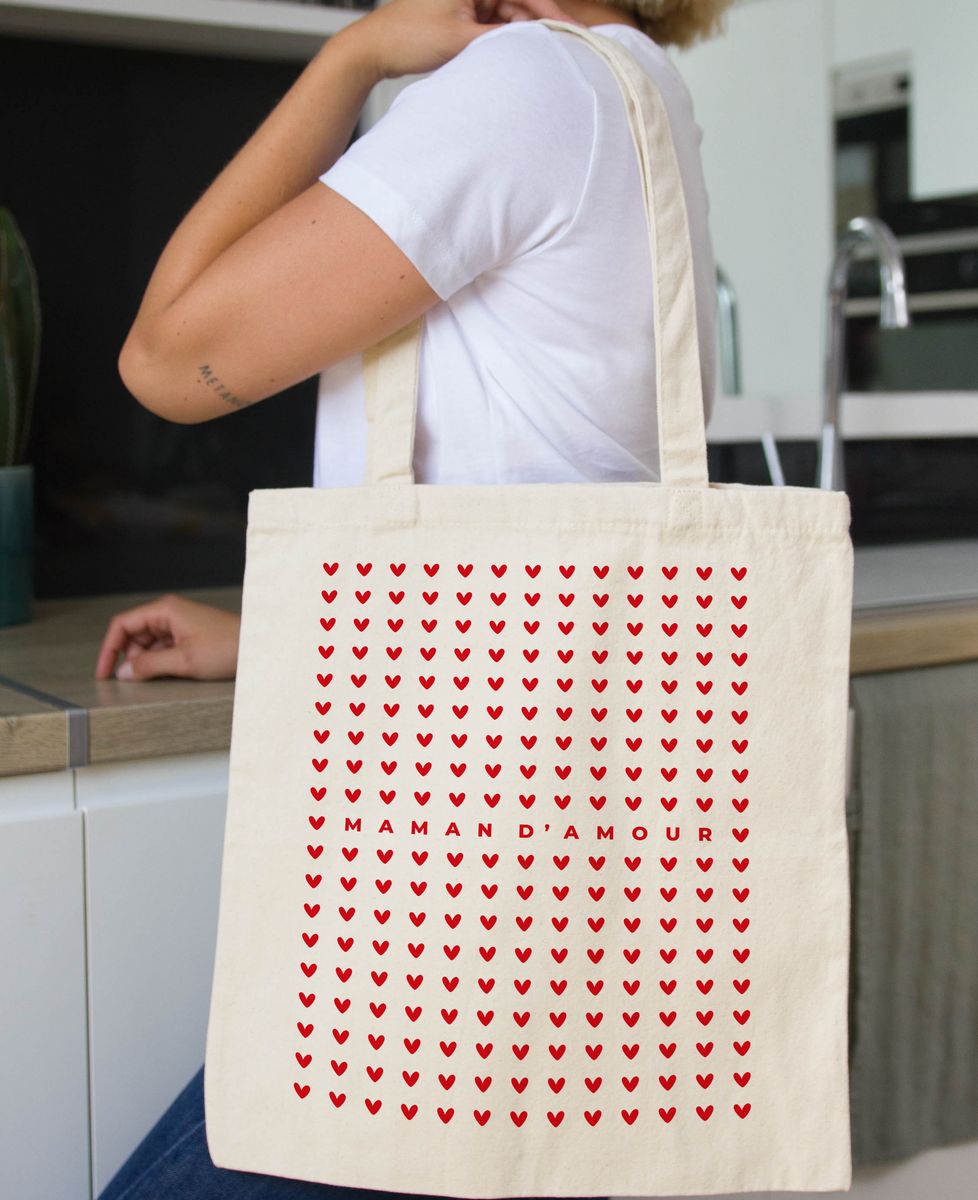 Tote bag Maman d'amour coeurs