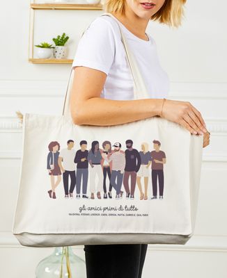 Tote bag XXL Gruppo di amici personalizzato