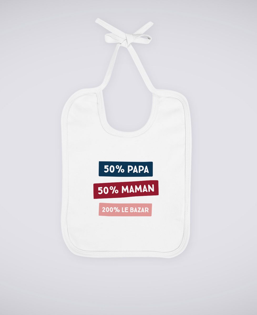 Bavoir 50% Maman 50% Papa 200% Le Bazar