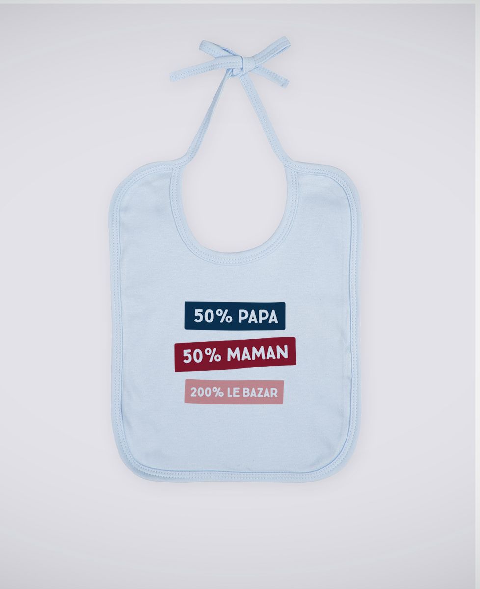 Bavoir 50% Maman 50% Papa 200% Le Bazar