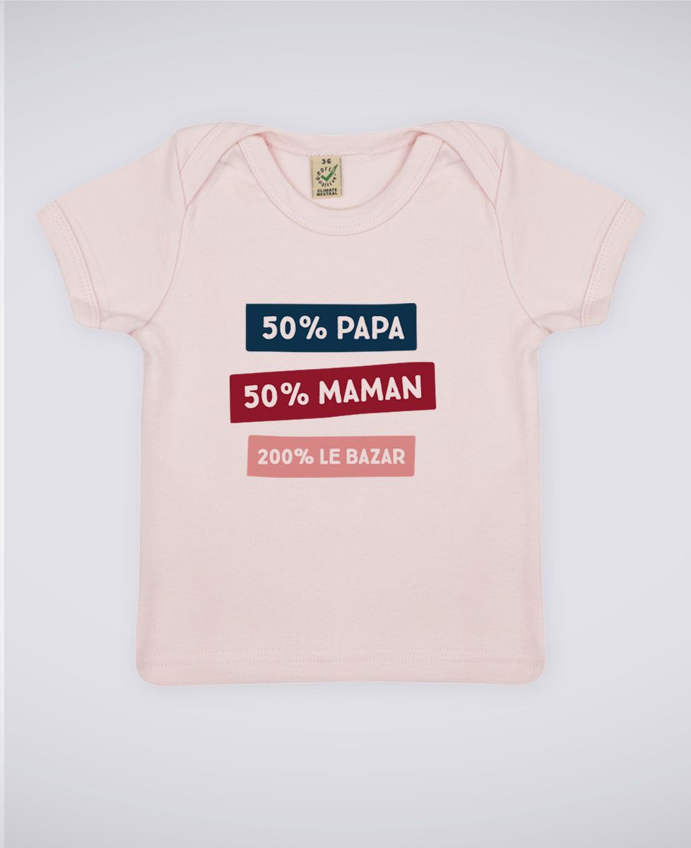 T-Shirt bébé 50% Maman 50% Papa 200% Le Bazar