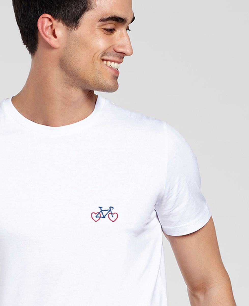 Heren-T-shirt Hart fiets (geborduurd) - Sport, Fiets, Geschenken voor koppels