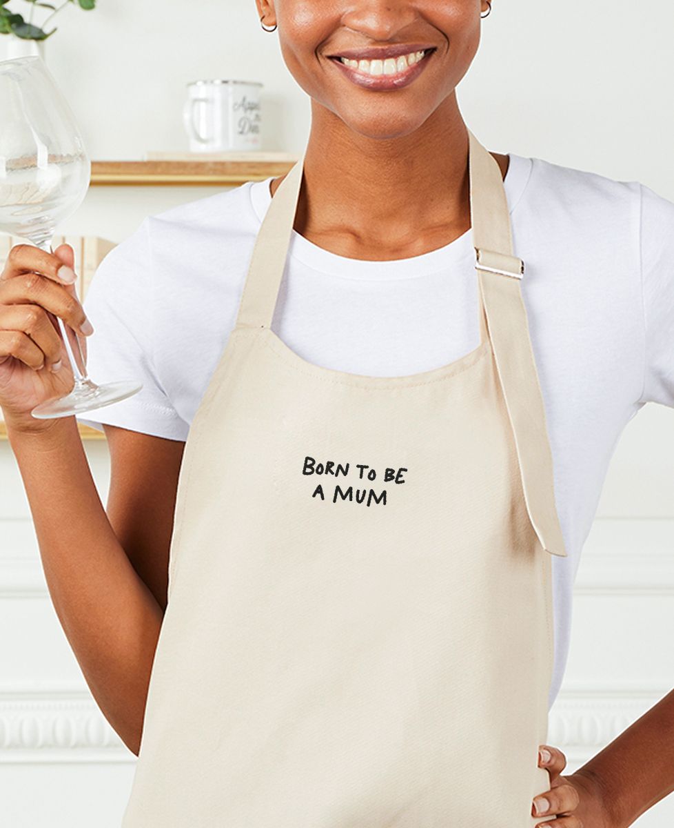 Tablier à poche Born to be a mum - Cadeaux Maman