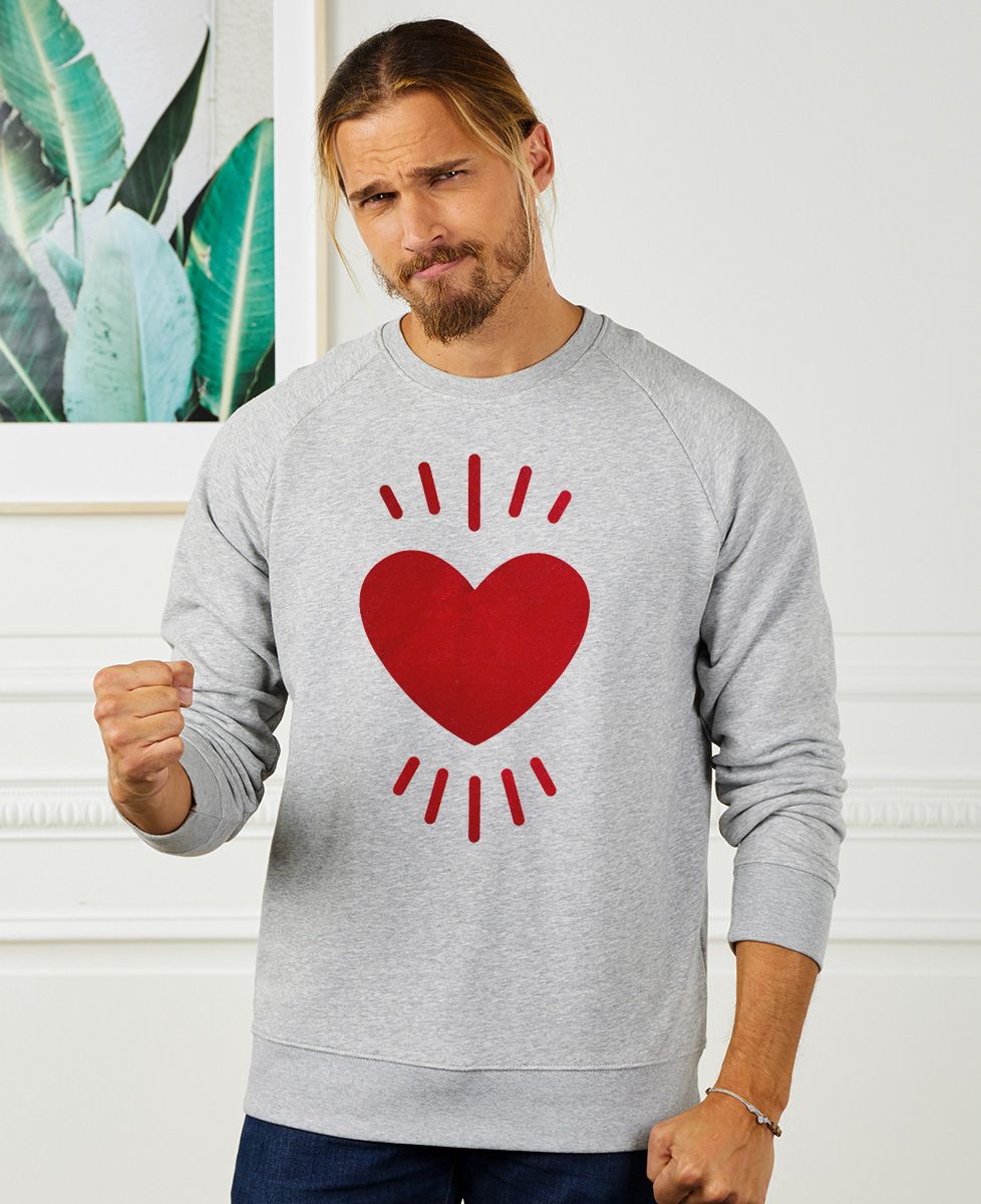 Sweatshirt homme Gros coeur (effet velours)